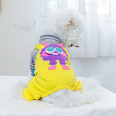 KUTKUT Dog Clothes Striped OnesieShirt, Cute Dog Pajamas Bodysuit Coat Jumpsuit Overalls Soft Comfort Pjs Apparel Winter Costume, Dog Outfit for Small Dogs Cats Kitten Yellow